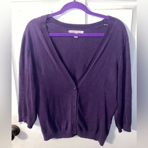 3/4 sleeves dark purple cardigan